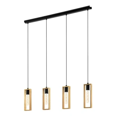 Immagine di EGLO Lampada sospensione Littleton nero/marrone, 4 luci