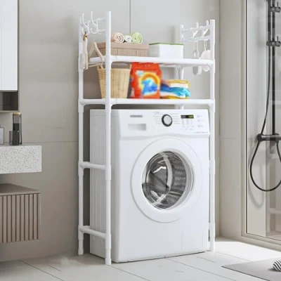 Immagine di GAMAK Mobiletto sopra Lavatrice 2/3 Ripiani, Mobile Salvaspazio, Scaffale da Bagno Salvaspazio Porta Detersivi (Color : White, Size 2 Tier)