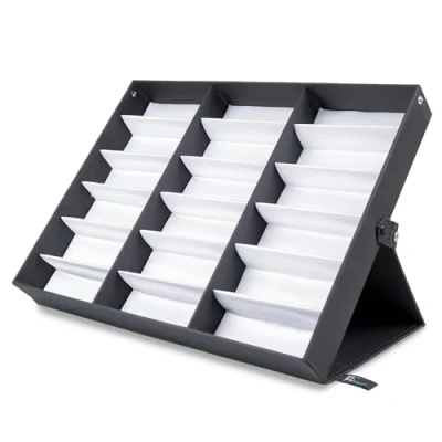 Immagine di ProSource 18 Slot Sunglasses Organizer Box Stand Display Case/Tray, Fabric Lined &amp; Snap Close