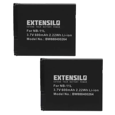 Immagine di EXTENSILO 2x batteria compatibile con Canon IXUS 140, 145, 150, 155, 160, 165, 147, 157 fotocamera digitale DSLR (600mAh, 3,7V, Li Ion)