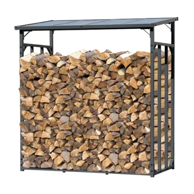Immagine di QUICK STAR Scaffale per legna da ardere in metallo, colore antracite, XXL, 185 x 70 cm, supporto ardere, 2,3 m3, esterni