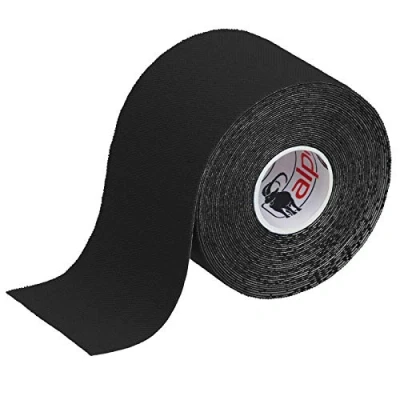 Immagine di ALPIDEX Nastro Kinesiologico Tanti Colori 1/3/ 6/12 Rotoli 5 m x 5,0 cm E Book Esempi Applicazione Tape Muscolare Cerotto, Colore:nero, Quantità:1 rotolo