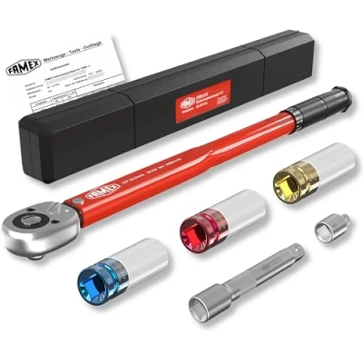 Immagine di FAMEX 10886 3 RS Chiave dinamometrica 1/2&quot; (12,5 mm) 30 210 Nm, con prolunga bussole/inserti per cerchioni in alluminio, auto, moto, SUV Van