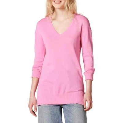 Immagine di Amazon Essentials Maglione A Tunica Leggero Maniche Lunghe Con Scollo v (Disponibile In Taglie Forti) Donna, Rosa, 4XL Plus