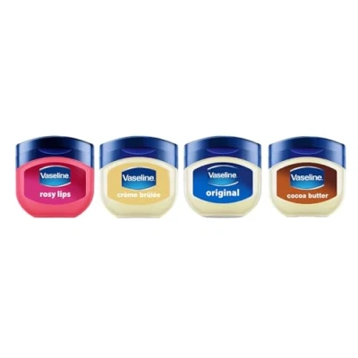 Immagine di Vaseline Lip Therapy Balsamo idratante per le labbra Set di 4 balsami Rosy, Crème Brûlée, Original, Cocoa Butter (Set balsami)