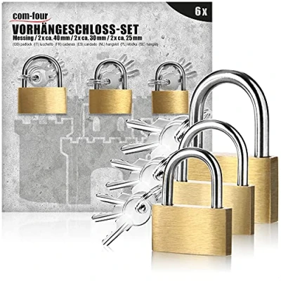 Immagine di com four® 6X Lucchetto in Metallo Massiccio con Chiave e Diversi spessori lucchetti per valigie Bagagli