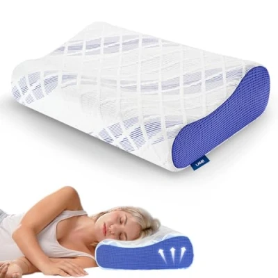Immagine di Cuscino Cervicale per Dormire, Guanciale Memory Foam Ortopedico, Ergonomico dolori al collo, Altezza Regolabile,Cuscini Letto Matrimoniale