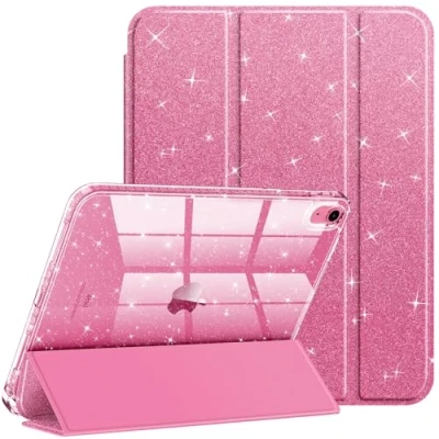 Immagine di FINTIE Custodia per iPad 10ª Generazione 10.9&quot; 2022 con Portapenne Antiurto Glittering Trasparente Cover Posteriore Auto Sveglia/Sonno, (Magenta)