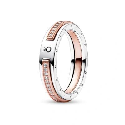 Immagine di PANDORA Signature Anello con logo bicolore e pavé, 50