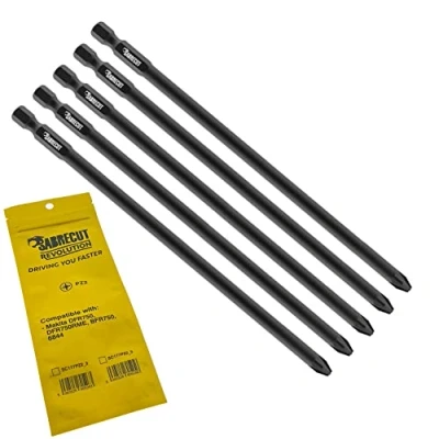 Immagine di 5 x SabreCut SC177PZ2_5 177 mm PZ2 compatibili con Makita DFR750 DFR750RME BFR750 6844 P 67789 Autofeed per cartongesso collezionato Punta pistola Single Ended Pozi No.2 Heavy Duty