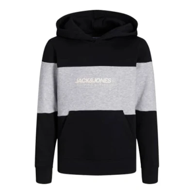 Immagine di JACK&amp;JONES JUNIOR Jjelegacy Blocking Sweat Hood Noos Mni Felpa con Cappuccio, Black/Detail:Blocking, 122 cm Bambino