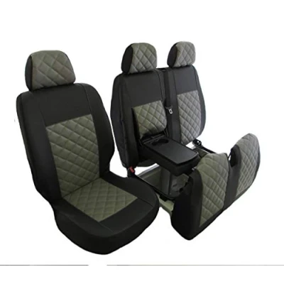 Immagine di Texmar Coprisedili 2+1 in ecopelle per Mercedes Sprinter Craft 2006 2018 con guida a destra, colore nero/grigio (1 singolo, 1 doppio)