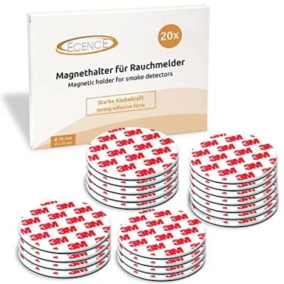 Immagine di ECENCE rilevatore di fumo magnetico holder autoadesivo per fumi e in cendi da Ø 70mm supporto adesivo rilevatori 20 pezzi