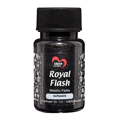 Immagine di ideen mit herz Colore acrilico metallico Royal Flash con riflessi metallici e particelle glitterati fini Vernice brillante metallizzata per gagliette 50 ml (nero)