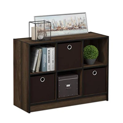 Immagine di Furinno Libreria Basic 3 x 2 con Scomparti, Noce Canaletto / Marrone Scuro