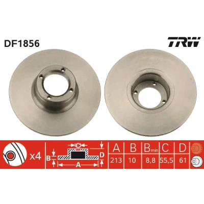 Immagine di TRW DF1856 Disco freno 213 10 4 73 pieno verniciato ROVER: Mini Hatchback, AUSTIN: Hatchback