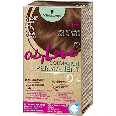 Immagine di Only Love Colorazione 668 marrone nocciola livello 3 (143 ml), delicato colore permanente, colori vivaci e intensi con una perfetta copertura grigia