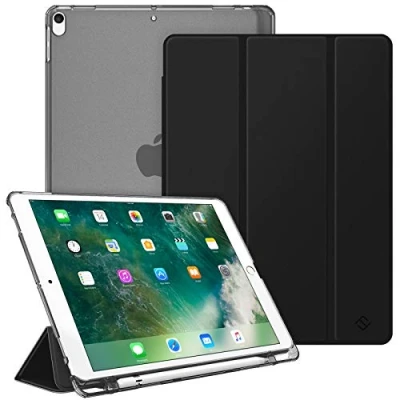 Immagine di Fintie Custodia con Portamatite per iPad Air 10,5&quot; 2019 / Pro 10.5 2017 Ultra Sottile Leggero Semi Trasparente Back Cover Case Protettiva Funzione Auto Sveglia/Sonno, Nero
