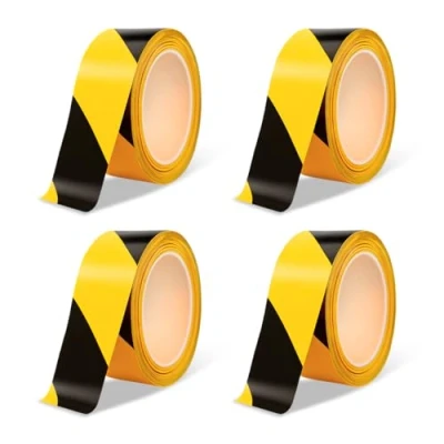 Immagine di Amig Set di 4 nastri Segnalazione Polietilene a bassa densità LDPE da 200 m lunghezza x 70 mm larghezza per delimitare le zone sicurezza Giallo e Nero