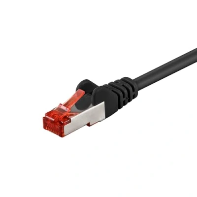 Immagine di Goobay 92747 Cavo CAT 6 di rete Lan per Gigabit Ethernet S FTP patch a doppia schermatura con spina RJ45, 2 m, nero