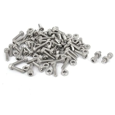 Immagine di Sourcingmap® m2.5 x 10 mm presa esagonale testa con zigrinatura tappo viti bulloni dadi set 50PCS