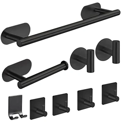 Immagine di Laimew Porta Asciugamani Bagno, 9 Pezzi Bagno Adesivo, Set Appendi in Acciaio Inox