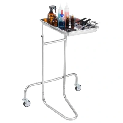 Immagine di VEVOR Carrelli da Laboratorio in Acciaio Inossidabile, Carrello con Vassoio Singolo, 2 Ruote Silenziose, Rotelle per Laboratorio, Clinica, Ospedale, Salone