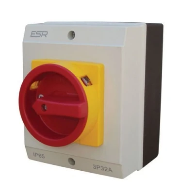 Immagine di ESR E324P Interruttore sezionatore, isolatore rotativo a 4 poli 32A Alloggiamento esterno resistente alle intemperie IP65