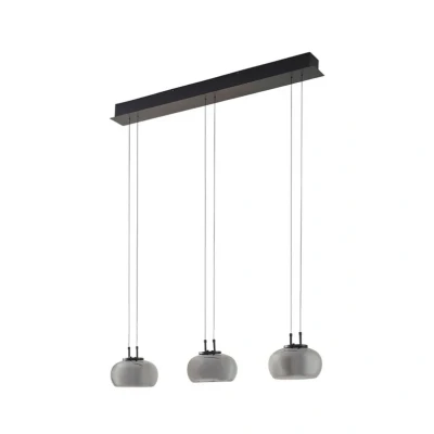 Immagine di Lucande Lampada a sospensione Dain, 3 luci, grigio fumo, vetro