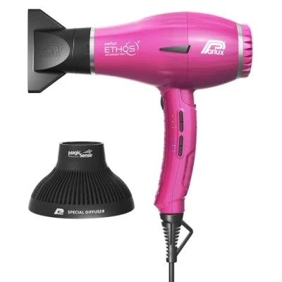 Immagine di Parlux Ethos® Pack con diffusore Magic Sense, Asciugacapelli Digitale Professionale Ioni negativi, 9 combinazioni di Velocità e Temperatura, Cavo girevole brevettato, Potente Leggero, Fucsia