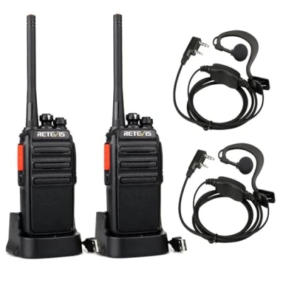 Immagine di Retevis RT24 Walkie Talkie, Ricetrasmittenti, PMR446 Licenza Libero 16 Canali CTCSS/DCS, Facile da Usare, Talkie Ricaricabili con USB Base di Ricarica e Auricolare (1 Coppia, Nero)