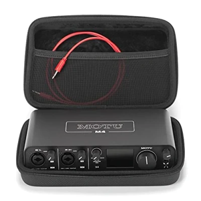 Immagine di Analog Cases GLIDE Case per Motu M2 o M4 interfacce audio comparabili, custodia protettiva (borsa da trasporto in finta pelle impermeabile, con scomparto cavi nel coperchio), Nero