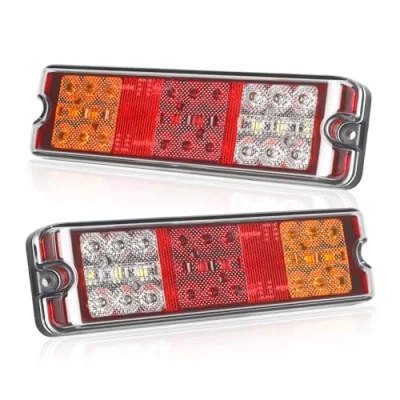 Immagine di Qiping 2PCS Fanali Posteriori Rimorchio,12V/24V Universale Rimorchio Luci Posteriori,LED per Camper Camion Trattore E Mark