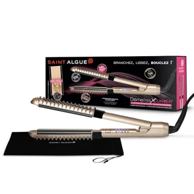 Immagine di Demeliss SAINT ALGUE Piastra Arricciacapelli Lisciante Professionale XCURLER Piastre in Ceramica 5 Temperature Arriccia e Riscalda all’Esterno, Ricci a Lunga Tenuta Tutti i Tipi di Capelli