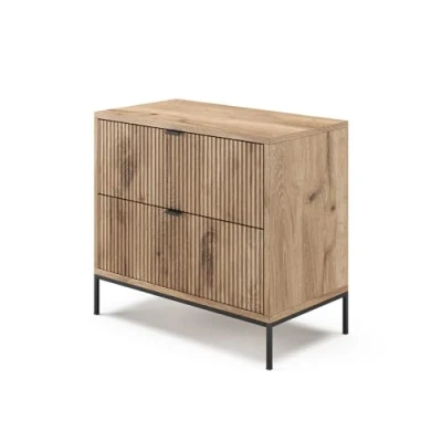 Immagine di Vicco comodino camera da letto Eliza, Quercia vichinga, 66 x 60 cm con 2 cassetti