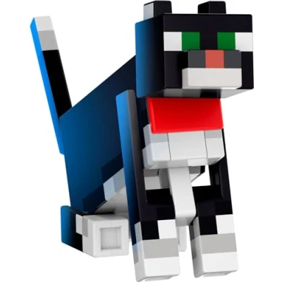 Immagine di Mattel Minecraft Gatto Bicolore Livello Diamante, action figure alta 14cm con design pixelato e 4 accessori inclusi, personaggio dal videogioco da collezione, giocattolo per bambini, 6+ anni, HTM07