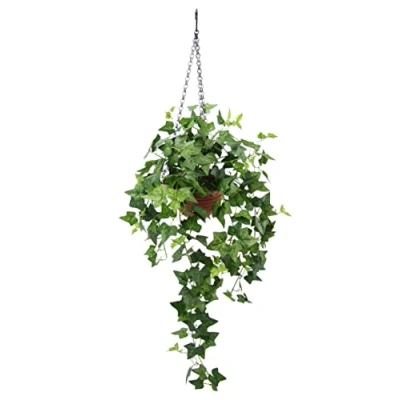 Immagine di Flair Flower Edera artificiale con fioriera sospesa, pianta da appendere, decorazione ghirlanda per piante, semaforo verde