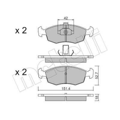 Immagine di METELLI 22 0274 3 Kit pastiglie freno senza contatto segnalazione usura FIAT: Punto II Hatchback, Strada Pick up, up