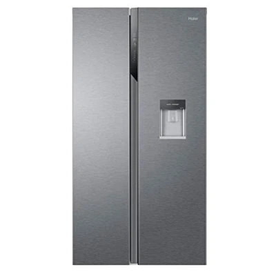 Immagine di Haier SBS 90 Series 3 HSR3918EWPG Frigorifero Side by Side, 521 L, 2 Porte, No Frost, Water Dispenser, Luce LED, Classe E, 90,8x64,7x177,5 cm, Alluminio