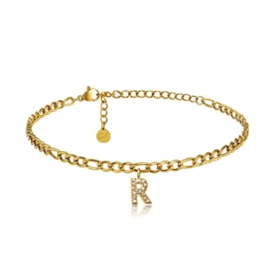 Immagine di GD GOOD.designs Cavigliera d&#039;oro con lettere impermeabili I da donna placcata oro 18 carati regolabile (22 27 cm) acciaio inossidabile (R)