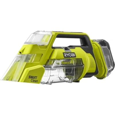 Immagine di Ryobi RDC18 0, Smacchiatore Multisuperficie a Batteria 18V ONE+, Aspiratore Ideale per Pulire Tappezzerie ed Interni Auto, fino 480 l/min di Flusso d&#039;Aria, Certificato IPX7, non Inclusa