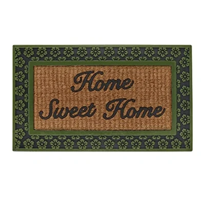 Immagine di Relaxdays Zerbino in Gomma e Cocco, Esterni Interni, 45x75 cm, Antiscivolo, Design Mattoni, Ingresso, Marrone Naturale, Multicolore, 1 pz