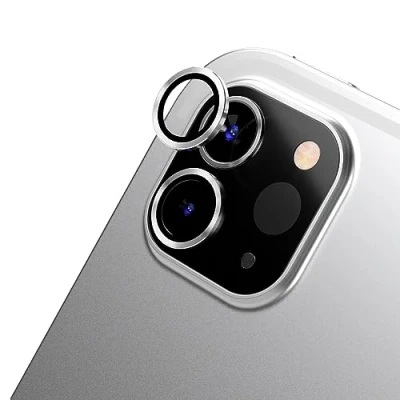 Immagine di RhinoShield Camera Lens Protector Compatible with[iPad Pro2/3/4 11inch/ iPad PRO 4/5/6 12.9inch] Impact Protection Scratch/Fingerprint Resistant 9H Tempered Glass with Aluminum Trim Silver