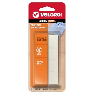 Immagine di Velcro(r) Brand Fasteners Velcro con retro adesivo per tessuti, set di 8, 1&quot;X.75&quot;, Bianco