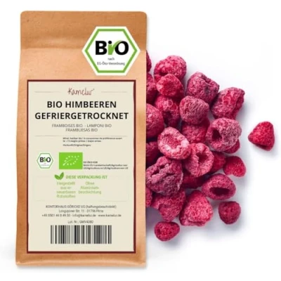 Immagine di Kamelur Lamponi BIO Liofilizzati Frutti Biologici Interi Secchi, Senza Additivi E In Confezione Biodegradabile 250 G (Confezione Di 1)