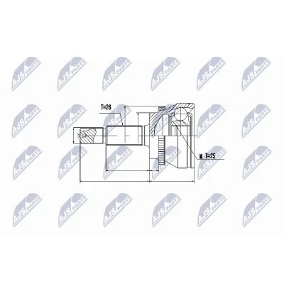 Immagine di NTY NPZ TY 067 Kit Giunto Omocinetico Assale anteriore, lato ruota con anello sensore ABS TOYOTA: Corolla Verso