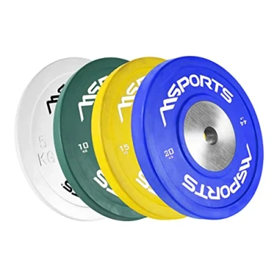 Immagine di Set 2 dischi “Olympia per bilancieri da 5 kg a 20 kg, in ghisa, rivestimento gomma, qualità professionale, diametro foro: 51 mm., 10 Smaragdgrün