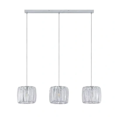 Immagine di Lampada a sospensione Lindby Sofia, 107 cm, trasparente/cromo, 3 luci