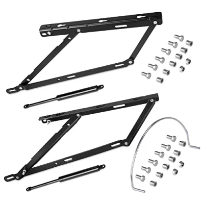 Immagine di Emuca Set di meccanismi sollevamento per divano letto, Sistema anteriore 135 cm, Verniciato nero, Acciaio