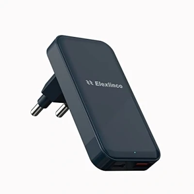 Immagine di Elexlinco 20W Caricatore USB C da Muro, 2 Porte Carica Rapida Caricabatterie, PD Power Delivery &amp;Quick Charge 3.0, Compatible with iPhone14/13/12 PRO, iPad PRO e Di Piu (Blue)